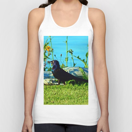 Bright Eyed Black Bird Unisex Tank Top