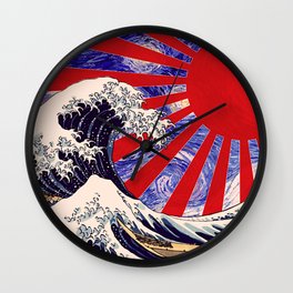 Starry Night, Rising Sun Flag Japan, Great Wave Off Kanagawa Wall Clock | Japan, Waves, Sunset, Graphite, Renaissance, Starrynight, Sun, Famous, Nature, Red 