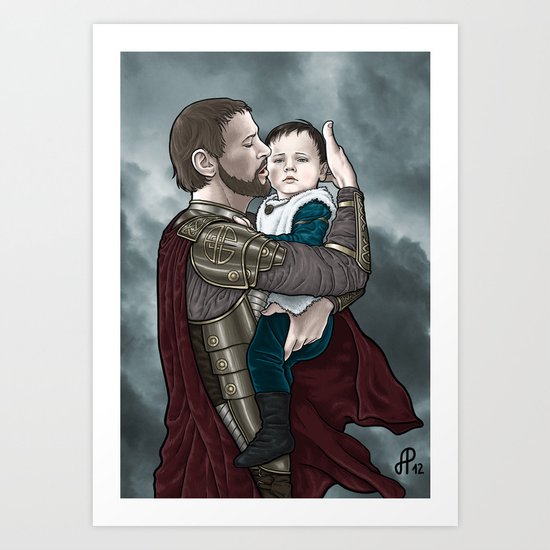 Odin and young Loki Art Print