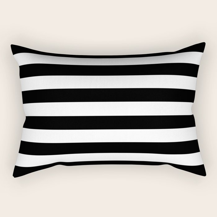 Stripe Black & White Horizontal Rectangular Pillow by ...