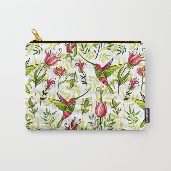 Hummingbird and flowers Carry-All Pouch
