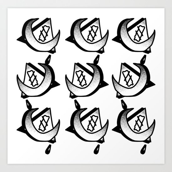 Oak Witch Moon Pyramid Art Print
