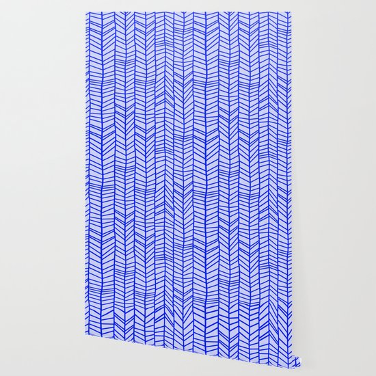 Geometric Delights 5 Blue Chevron Wallpaper By Boldmiss Society6