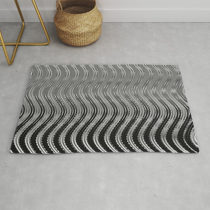 Silver Symphony: Shades of Grey Ombre Wave Rug