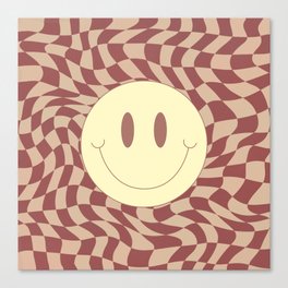 Smiley terracotta wavy checker Canvas Print