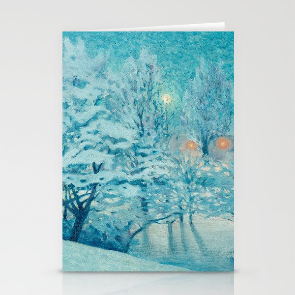 After the blizzard at dawn | winter frozen landscape painting | Gustaf Fjaestad Stationery Cards