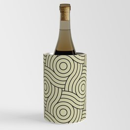 Circle Swirl Pattern Muted Green Inspired By Natural Olive Green - Martinique Dawn - Asian Silk Wine Chiller