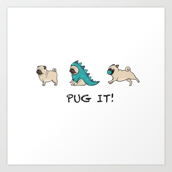 PUG, PUGS (great on teeshirts)! Art Print