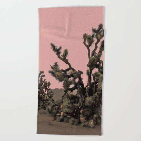 pink joshua tree Beach Towel