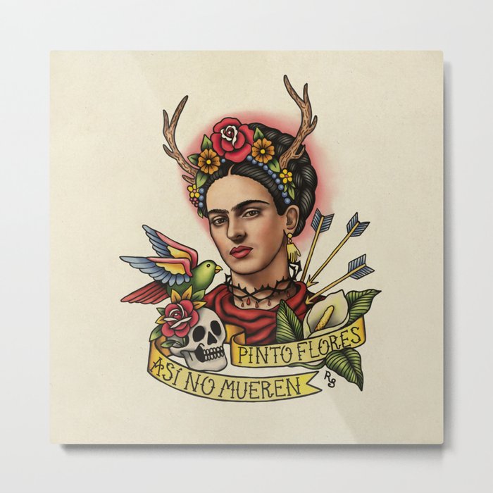 Frida Viva La Vida Tattoo Style Friducha Metal Print
