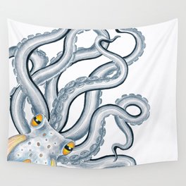 Octopus Orange Ink Funky Wall Tapestry