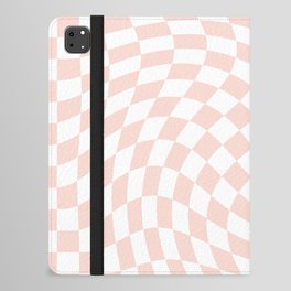 Small Checkerboard Swirl - White & Light Pink iPad Folio Case
