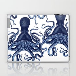 Watercolor blue vintage octopus Laptop & iPad Skin
