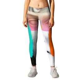Composition on Panel 2 Leggings | Athena, Eyes, Gray, Greek, Brushstrokes, Colorful, Abstract, Pink, Spectrum, Roman 