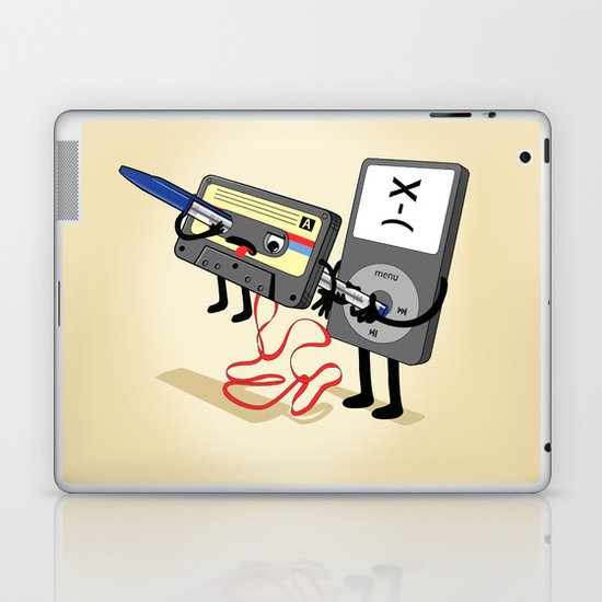 Killer Ipod Clipart (Murder of Retro Cassette Tape) Laptop & iPad Skin