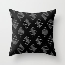 Black and White Big Diamond Grid Pattern Throw Pillow