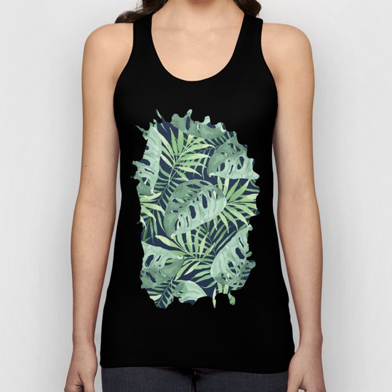 Tropical Branches on Dark Pattern 03 Unisex Tank Top