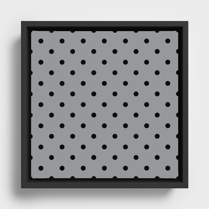 Steely Gray - polka 5 Framed Canvas