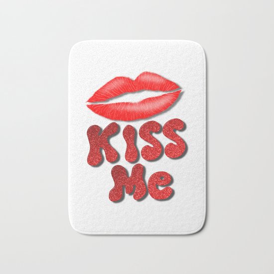 Kiss Me Lipstick Red Lips Bath Mat