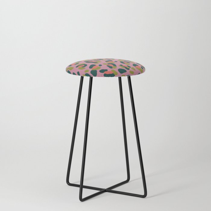 Pink Leopard Counter Stool