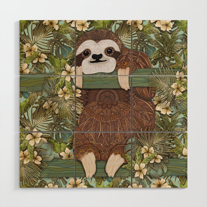 Tropical Sloth Wood Wall Art