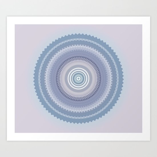 Inspirational Mandala in soft pastel colors of blue and lilac Art Print