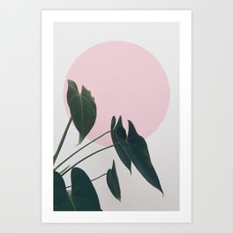 04_Simple plant with pink sun Art Print