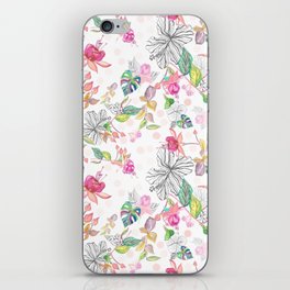 Exotic Tropical Pink Green Floral - Pattern Design iPhone Skin