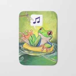 Lazy River Frog Bath Mat | Cute, Song, Water, Relax, River, Lake, Painting, Frog, Dragonfly, Music 