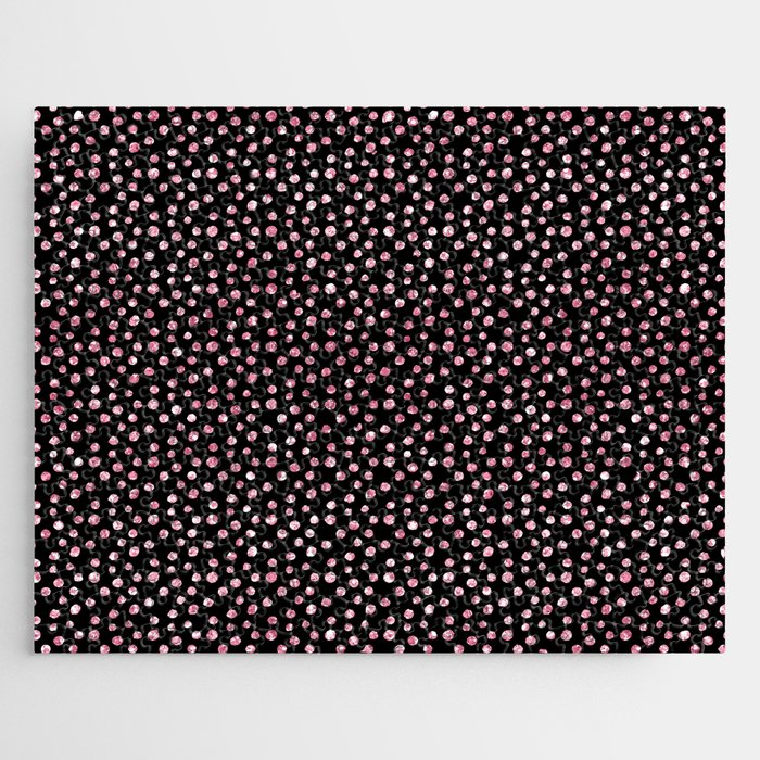 Black Pink Spots Pattern Jigsaw Puzzle