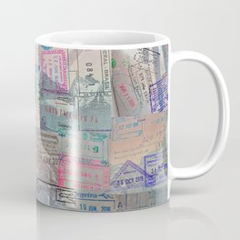 A Celebration of Passport Stamps Coffee Mug | Collection, Around The World, Airports, Stamps, Collage, Travel, Hobbies, Digital, Traveling, Passport 