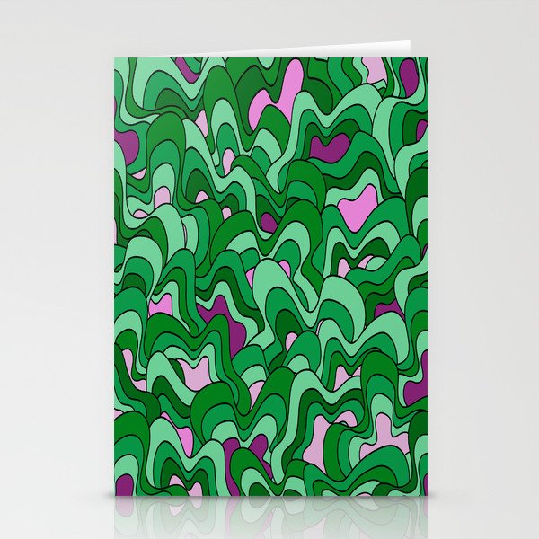 Abstract pattern - green, purple and pink. Stationery Cards