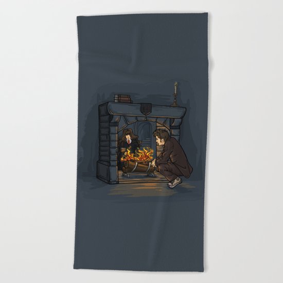 The Witch in the Fireplace Beach Towel
