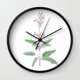 Sage Wall Clock | Purpleflower, Herbalism, Plant, Herbal, Watercolor, Flower, Hippie, Garden, Painting, Nature 