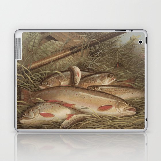 Vintage Painting of Caught Brook Trout (1868) Laptop & iPad Skin