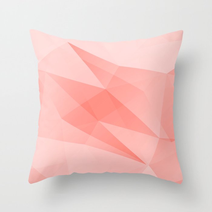 Pantone Living Coral Color of the Year 2019 on Abstract Geometric Shape Pattern Throw Pillow