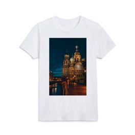 Church of the Savior on Spilled Blood at night in Saint Petersburg Russia Kids T Shirt