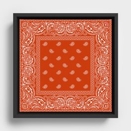 Bandana - Rust - Southwestern - Paisley  Framed Canvas