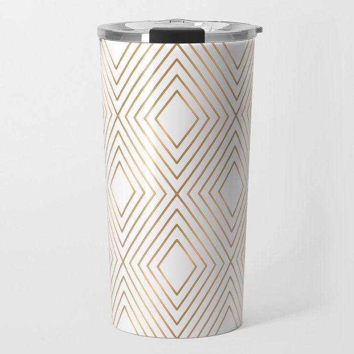 Elegant Geometric Gold Pattern Illustration Travel Mug