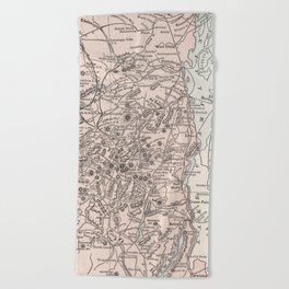 Vintage Map of The Adirondack Mountains (1901) Beach Towel