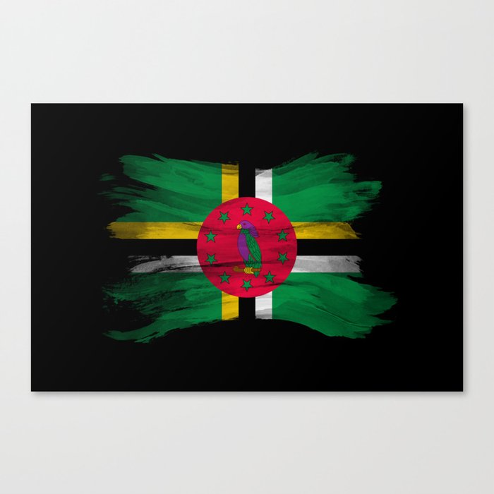 Dominica flag brush stroke, national flag Canvas Print