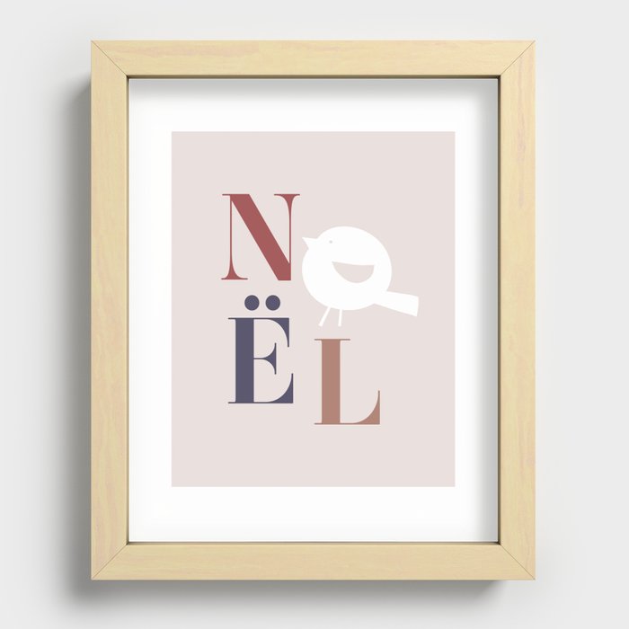 Noel Bird in festive navy Recessed Framed Print