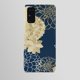 Navy, Gold and White Floral Garden Android Case