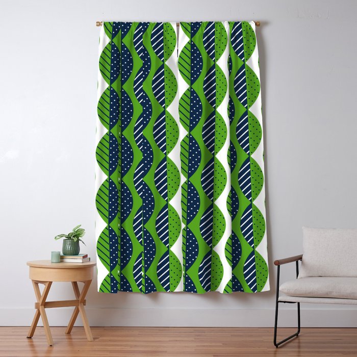 Mod Leaves In Navy Blue Lime Green And White Blackout Curtain By Mod Leaves In Navy Blue Lime Green And