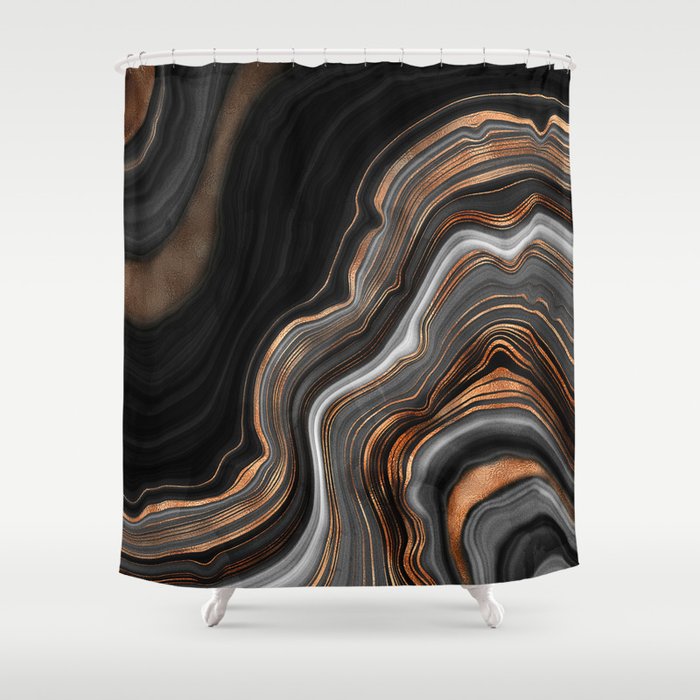 Glowing Marble Waves  Shower Curtain