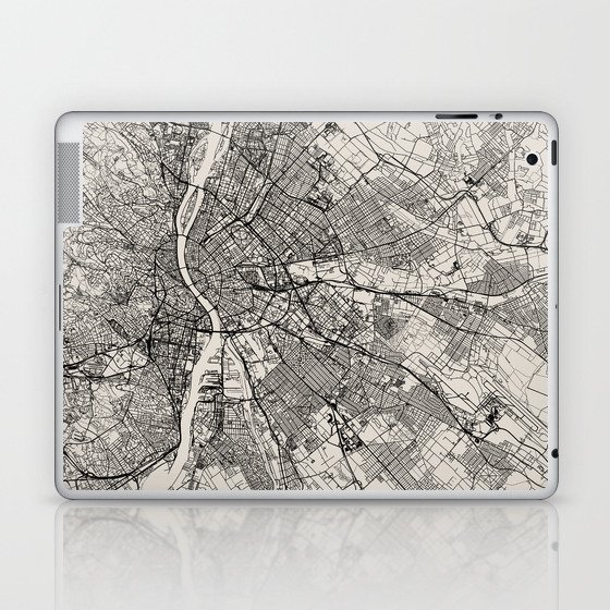 Budapest, Hungary - Black&White City Map Laptop & iPad Skin