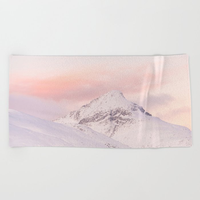 Sunset in the Mountains Photo | Pastel Color Clouds in Norway Art Print | Scandinavia Outdoors Travel Photography Beach Towel