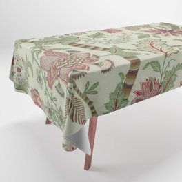 Mint Cherry Bamboo Spring Floral Pattern Tablecloth