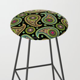floral decorative ethnic abstract colorful wallpaper with flowers, paisley and pomegranate Bar Stool