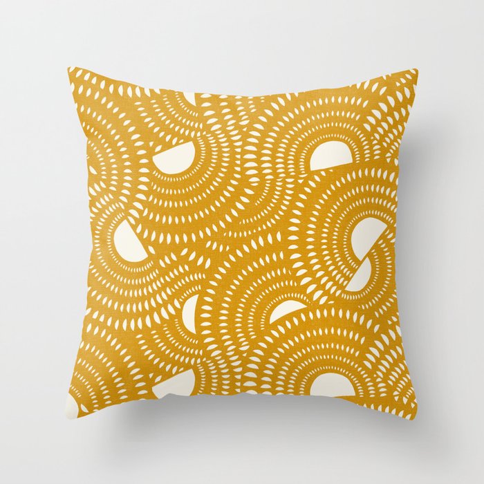 Sun Swirl Yellow Throw Pillow